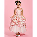 A-line Bateau Ankle-length Taffeta Flower Girl Dress