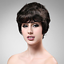 sin tapa de onda corta marrón 100% peluca de cabello humano