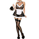 Black Sexy Sheer Chambre française Halloween Costume Femme de chambre (3 Pieces)