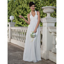 Sheath/ Column Halter Floor-length Chiffon Wedding Dress
