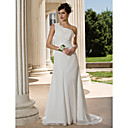 Sheath/Column Spaghetti Straps Sweep/Brush Train Chiffon Wedding Dress