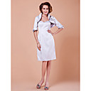 Sheath/Column Sweetheart Half Sleeve Knee-length Satin Mother of the Bride Dress With A Wrap
