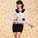 ts vintage contrast gekleurde gebreide kraag kant blazer