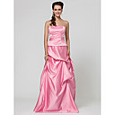 A-line Floor-length Satin Bridesmaid Dress With Pick Up Skirt