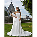 A-line Sweetheart Strapless Chapel Train Chiffon Wedding Dress With A Wrap