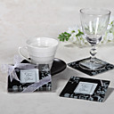 «Traditions intemporelles" élégant noir et blanc sous-verres en verre de photo (2 pièces)
