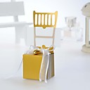 Gold Miniature Chair Favor Box With Heart Charm And Ribbon (Set of 12)