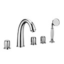Contemporáneo Tres manijas de cromo generalizada Acabado de latón grifo de la ducha Bañera manejado Head