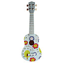 (Blossom) Chapas de madera de tilo Ukulele Soprano Blanco con / bolso / Cadena de Selecciones