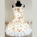 Manches mi-longueur de fleurs Bretelles Motif Coton Pays Lolita Robe