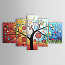 hand-painted pintura a óleo com moldura abstracta esticado - conjunto de 5