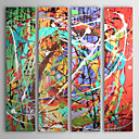 Hand-painted Abstract Oil Painting with Stretched Frame - Set of 4