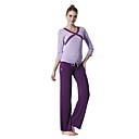 protección del medio ambiente algodón de manga larga con gradas deportes yoga traje (luz púrpura tops + pantalones púrpuras con faldas)