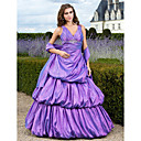 Ball Gown V-neck Floor-length Taffeta Evening Dress With Wrap