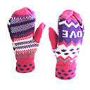 Lady's Colorful Pattern Woolen Yarn Gloves (Love Tatoo)