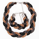 Ronda de Mujeres Set tejido (Incl.Bracelet, Collar) (Anchura: 2,5 cm, circunferencia de la correa: 18cm, Collar Circumfernece: 45cm)