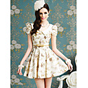 vestido das mulheres balanço floral impressão