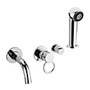Chrome Finish Hedendaagse Twee handgrepen Brede wandsteun met ABS Behandeld Hoofd van de douche bad kraan