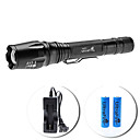 ultrafire e3 Fokus einstellbaren Zoom-5-Modus CREE XM-L T6 LED Taschenlampe Set (1600lm, 2x18650)