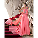 A-line One Shoulder Court Train Chiffon Evening Dress