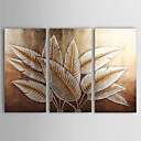 Hand-painted Abstract Oil Painting with Gold and Silver Foil - Set of 3