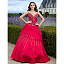 Ball Gown V-neck Floor-length Taffeta And Organza Evening Dress