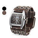 des hommes de style cuir crâne analogique montre-bracelet à quartz (noir)