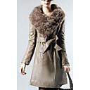 Long Sleeve Rabbit Fur Collar Casual/Evening PU Coat(More Colors)