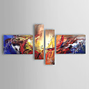 met de hand geschilderd abstract olieverfschilderij met gestrekte frame - set van 4