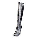 Leather Stiletto Heel Knee High Boots With Zipper / Rivet Party / Evening Shoes