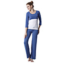 l'environnement de protection en coton à manches longues costume niveaux yoga sportif (cimes bleues et blanches + pantalon bleu)