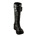 Handmade Preto PU 8 centímetros de couro salto alto Punk Lolita Botas