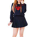 Cute Girl Pure Ink Blue Polyester School Uniform (1 Piece)