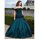 Ball Gown Off-the-shoulder Floor-length Taffeta Evening Dress