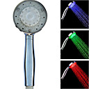 Contemporary Temperature Chrome Control 3 Colors Changing LED Handle Shower Head