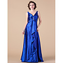 A-line V-neck Floor-length Stretch Satin Mother of the Bride Dress