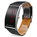 Pair of Elegant PU Leather Band Red LED Wrist Watches (Black and White)