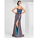 Sheath/Column Sweetheart Floor-length Sequined Evening Dress With Split Front
