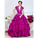 Ball Gown Halter Floor-length Taffeta Evening Dress With A Wrap