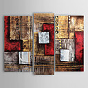 Hand-painted Abstract Oil Painting with Stretched Frame - Set of 3