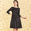 TS VINTAGE Jacquard Bateau Neck Backless Swing Dress