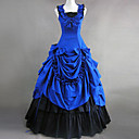 Ärmellose bodenlangen Blue Cotton viktorianischen Gothic Lolita Kleid