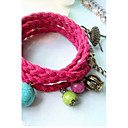 Las mujeres de cuero tejido en capas Pulsera Colgante
