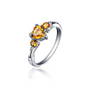 Charming Sterling Silver Citrine Ring(0.73 carat)(6*6mm,2.5*2.5mm)