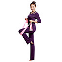 Cotton en Elastane Purple lange mouw off-shoulder Tiered Sport Yoga Suit (Tops + Vesten + Pants)