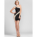 Sheath/Column One Shoulder Short/Mini Rayon Faddish Bandage Dress