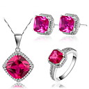 Gorgeous 925 Silver With Rhinestone/Cubic Zirconia Women's Jewelry Set Including Necklace,Earrings,Ring(More Colors)