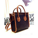 Women's Vintage Contrast Color Woven Satchel