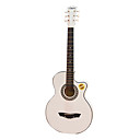 Lennov - (White) 38" Beginner Basswood Acoustic Guitar