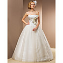 Ball Gown Floor-length Taffeta And Tulle Wedding Dress With Removable Straps